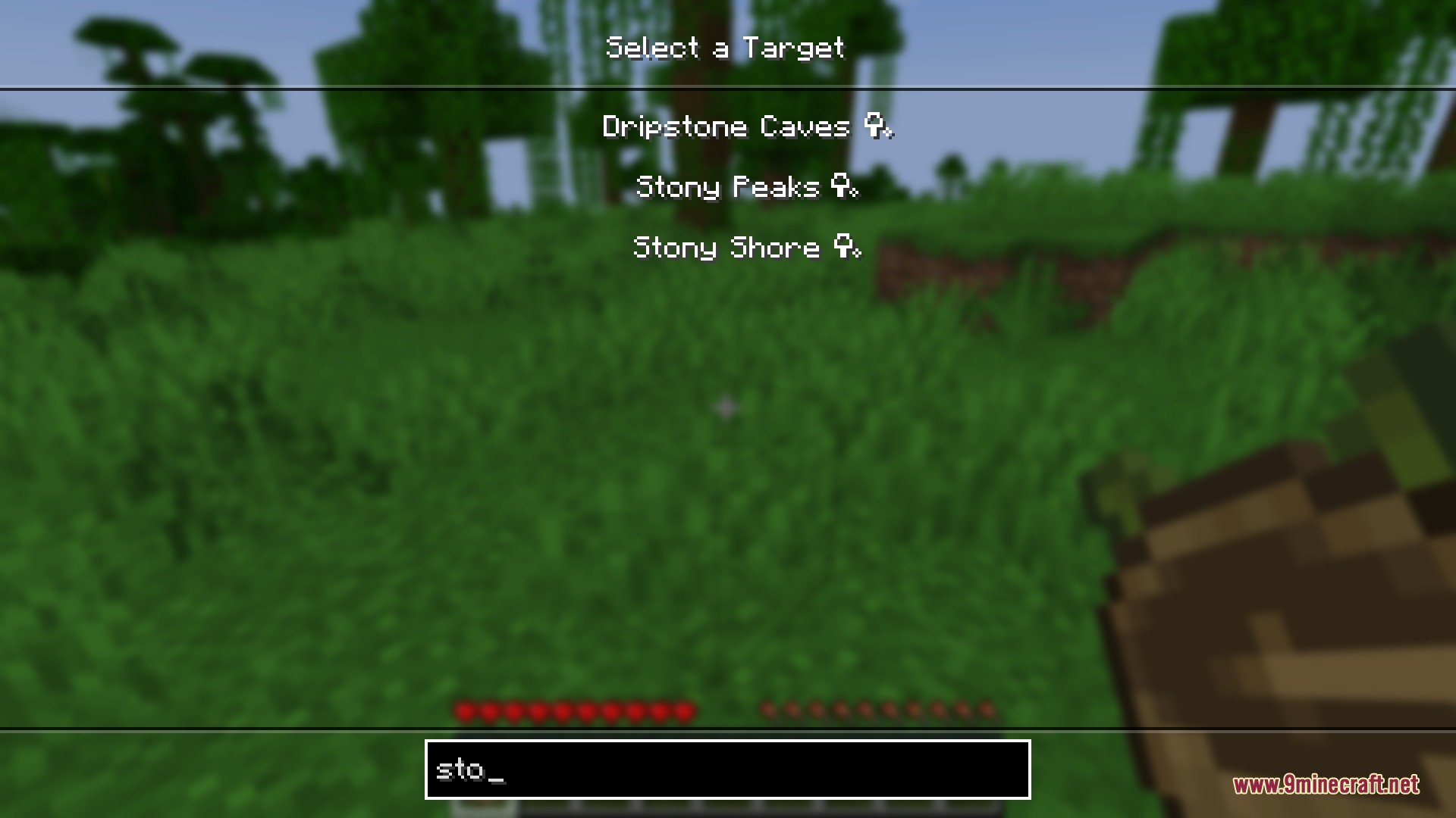 Waypoint Tracker Mod Screenshot 3 Player searching for specific biomes in the selection menu of Waypoint Tracker Mod