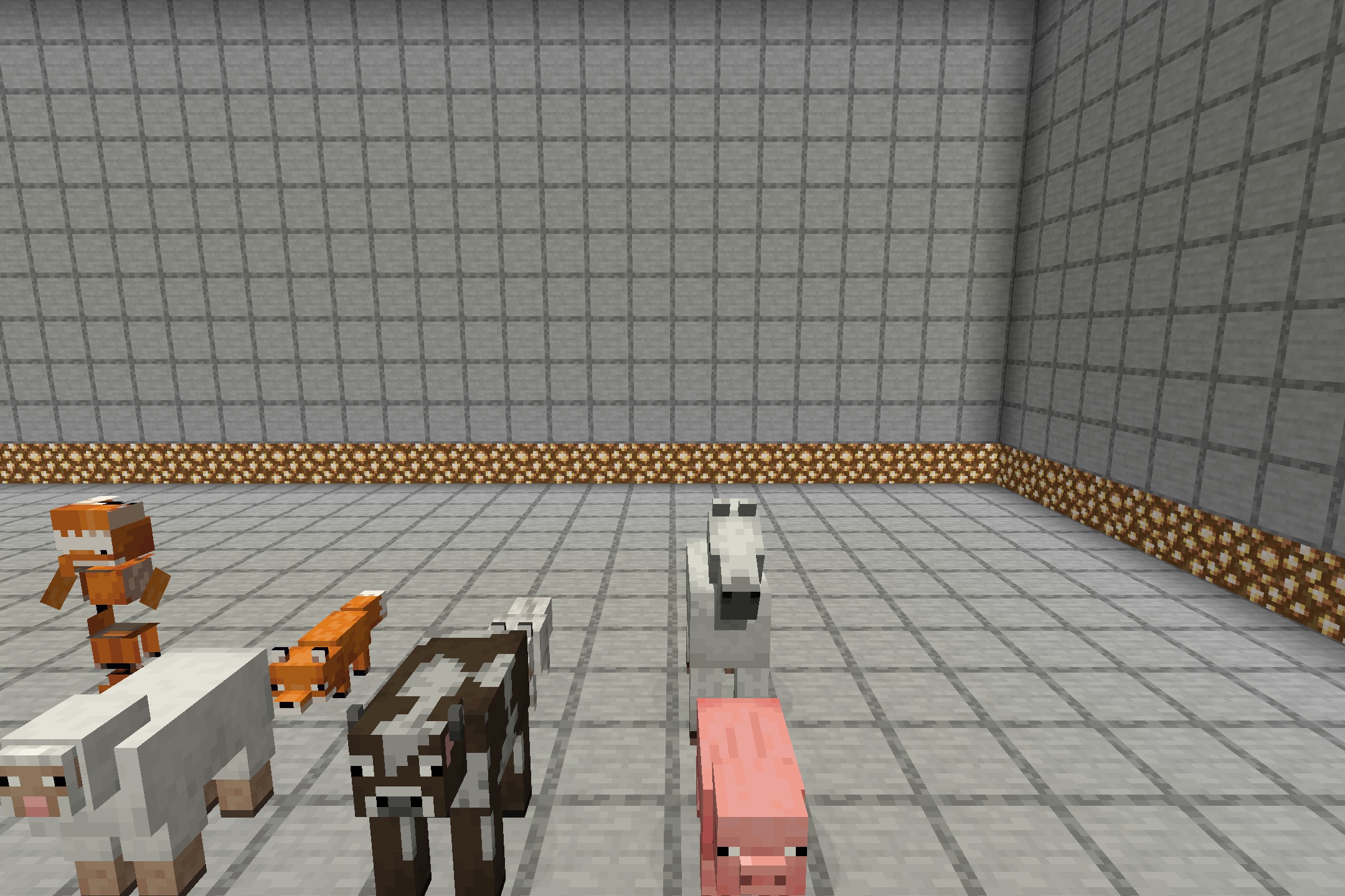 We Don't Bite by Twinberrycheesecake Resource Pack Screenshot 2 Close up view of a fox villager standing with farm animals