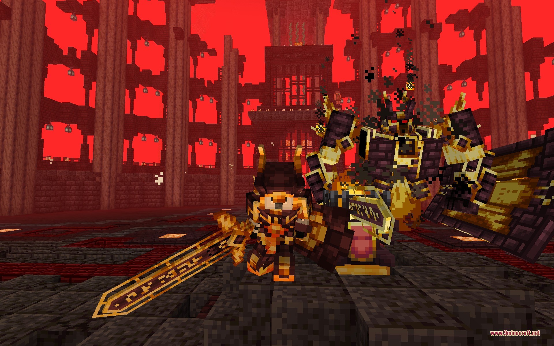 Player wielding the Incinerator sword in front of the massive Ignis boss