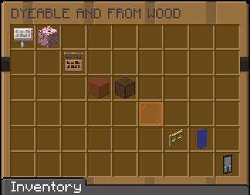 Inventory screen showcasing wooden signs and glass items for custom headwear