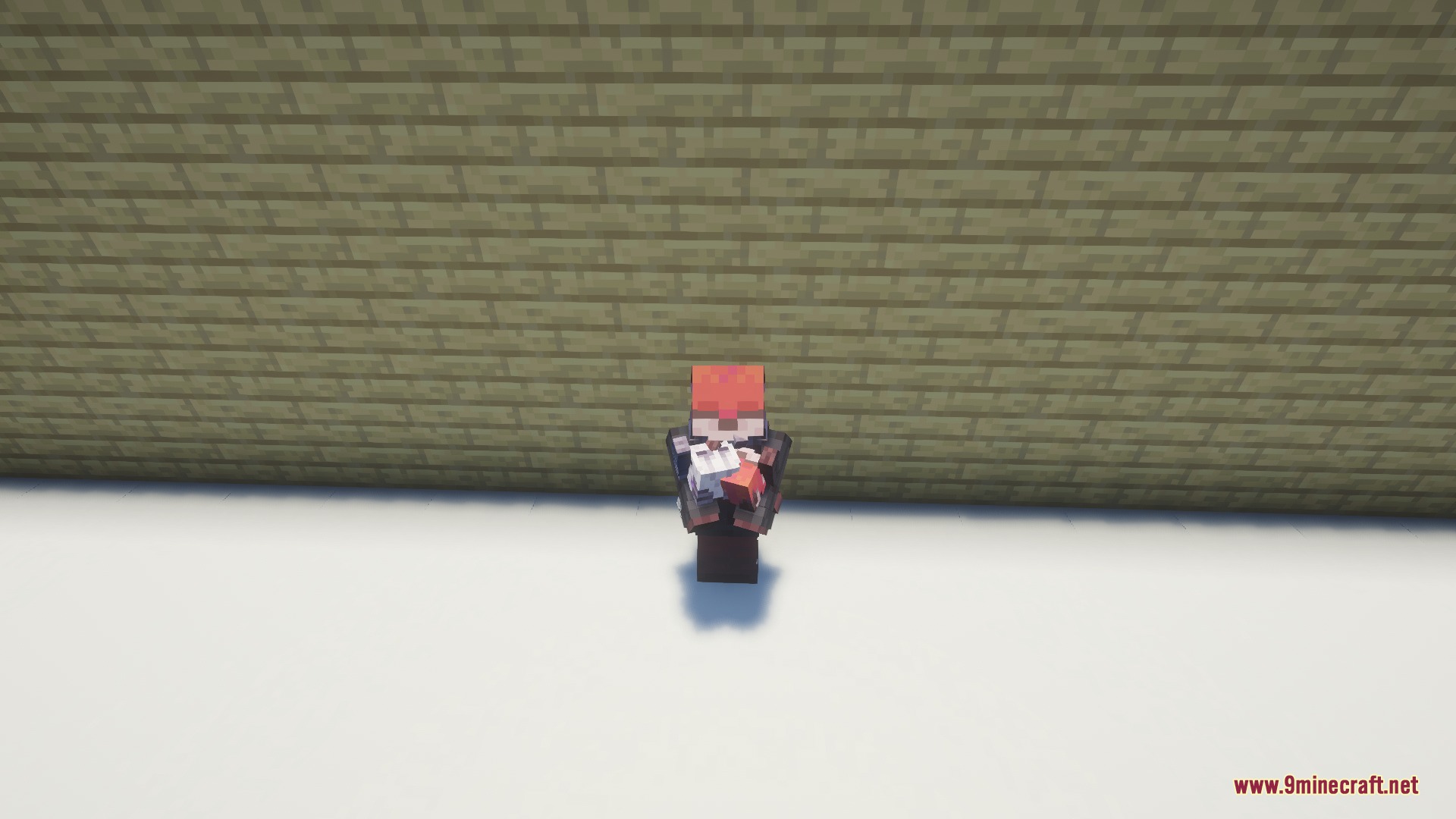 Weavers Paradise Mod Screenshot 6 A Minecraft player character holding a small white collectible plushie item