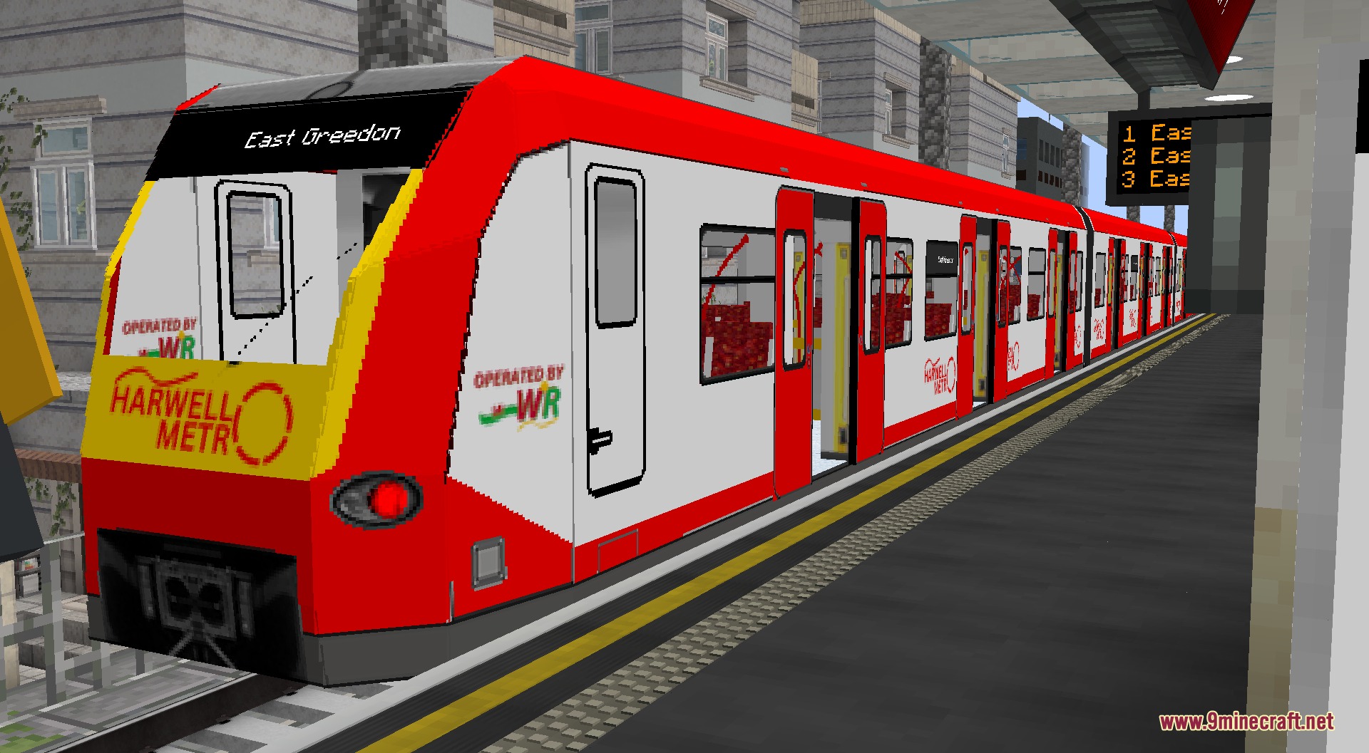 Welshie Rail Resource Pack Screenshot 3 A red and white train from the Welshie Rail pack at a station