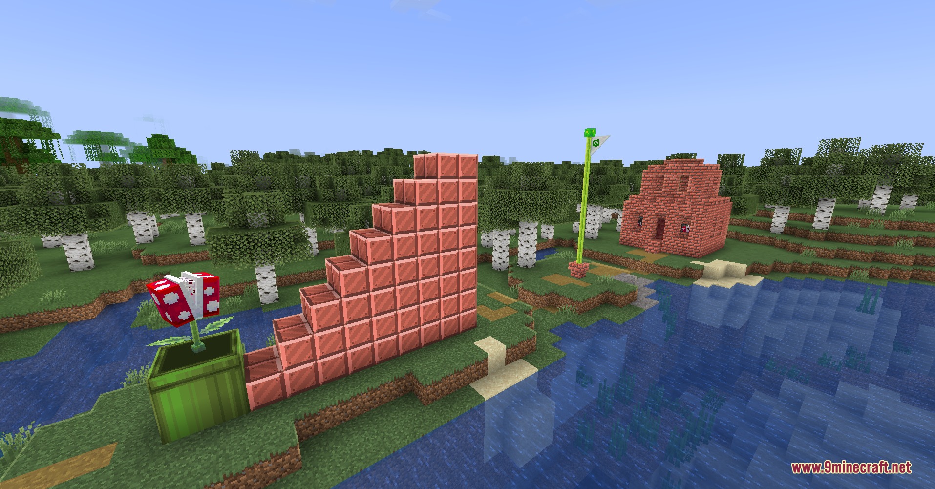 Wen Xin's Marioverse Mod Screenshot 1 A Piranha Plant in a green pipe next to a copper block staircase