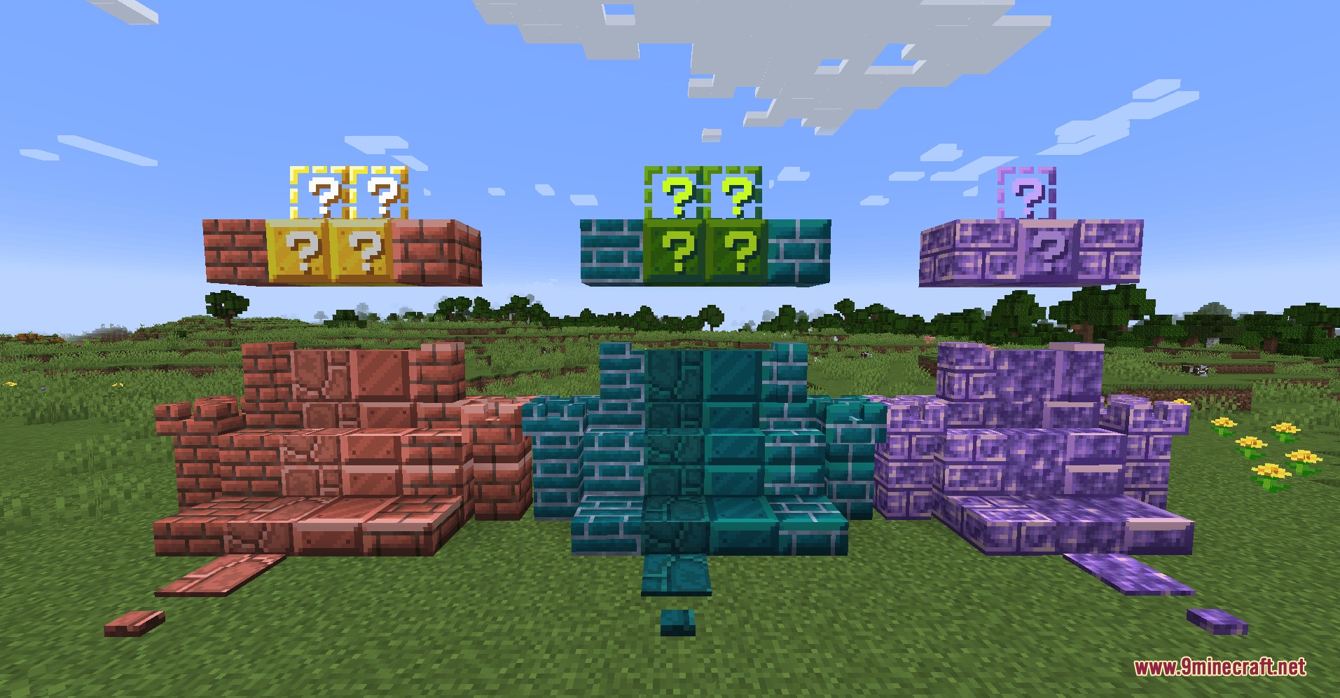 Wen Xin's Marioverse Mod Screenshot 6 Various colored question blocks and brick sets from the Marioverse mod