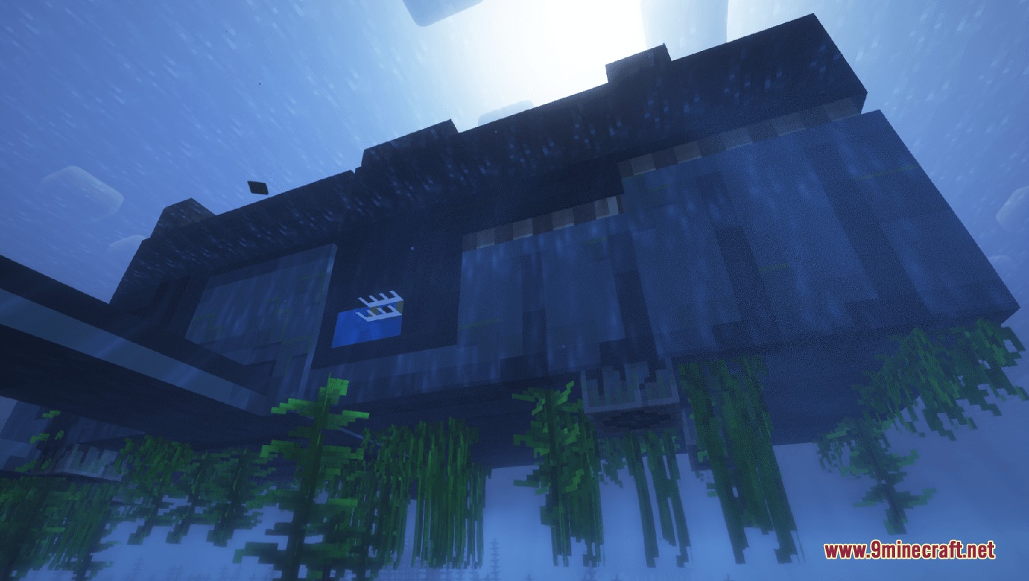 Whaleborne Mod Screenshot 3 The massive Hullback creature from the Whaleborne mod swimming deep underwater