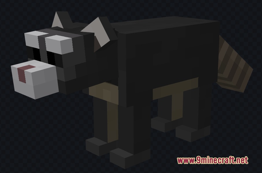 A blocky raccoon mob with a striped tail and dark facial mask