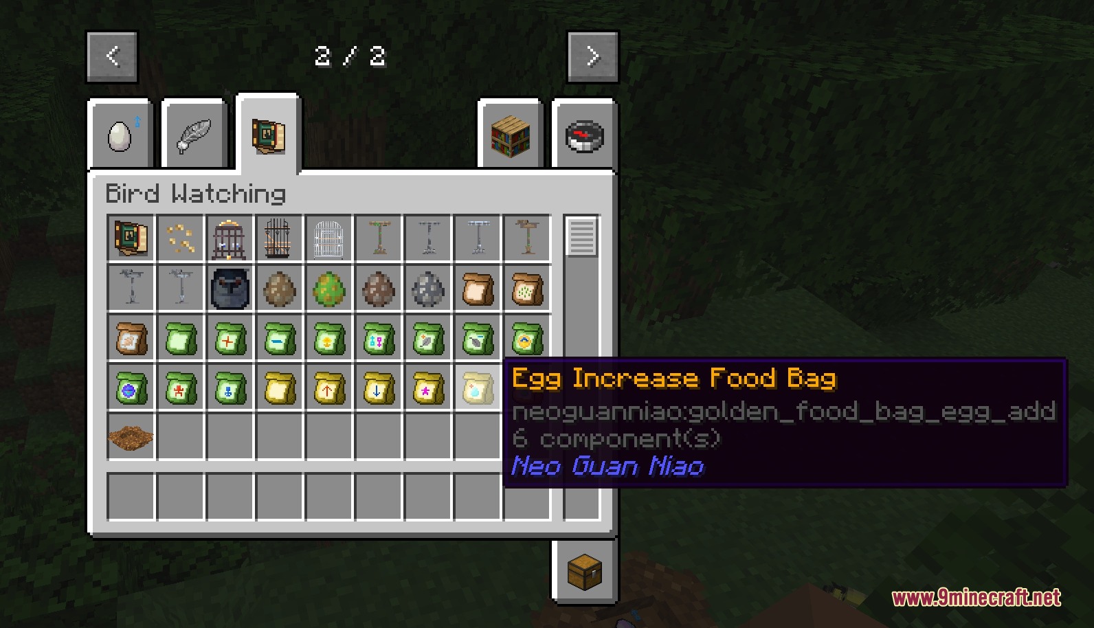 Wildwing Chronicles Mod Screenshot 8 The Wildwing Chronicles Mod inventory tab featuring birdbaths nests and special food bags