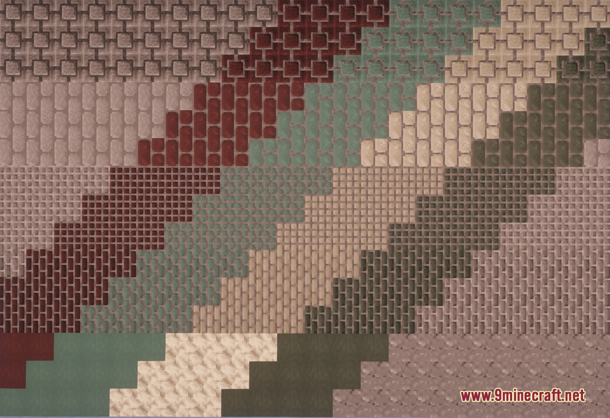 Wister Hazar Mod Screenshot 1 Showcase of different colored stone bricks and polished building blocks