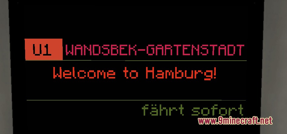 World PIDS Pack MTR 4 JCM Resource Pack Screenshot 1 Custom Hamburg subway display screen from the World PIDS Pack mod