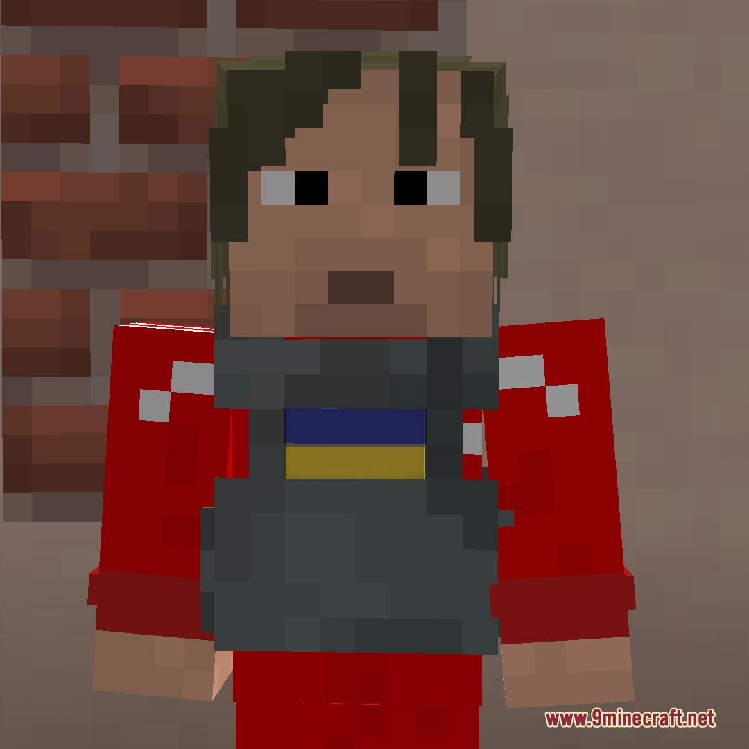 Woven Essence Persona Mod Screenshot 4 A player character wearing a red shirt and a grey vest with a patch
