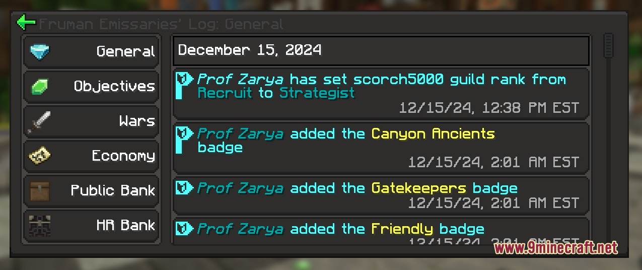 Wynn Edits Dark Theme Wynncraft Resource Pack Screenshot 3 Dark themed log menu from Wynn Edits Dark Theme resource pack