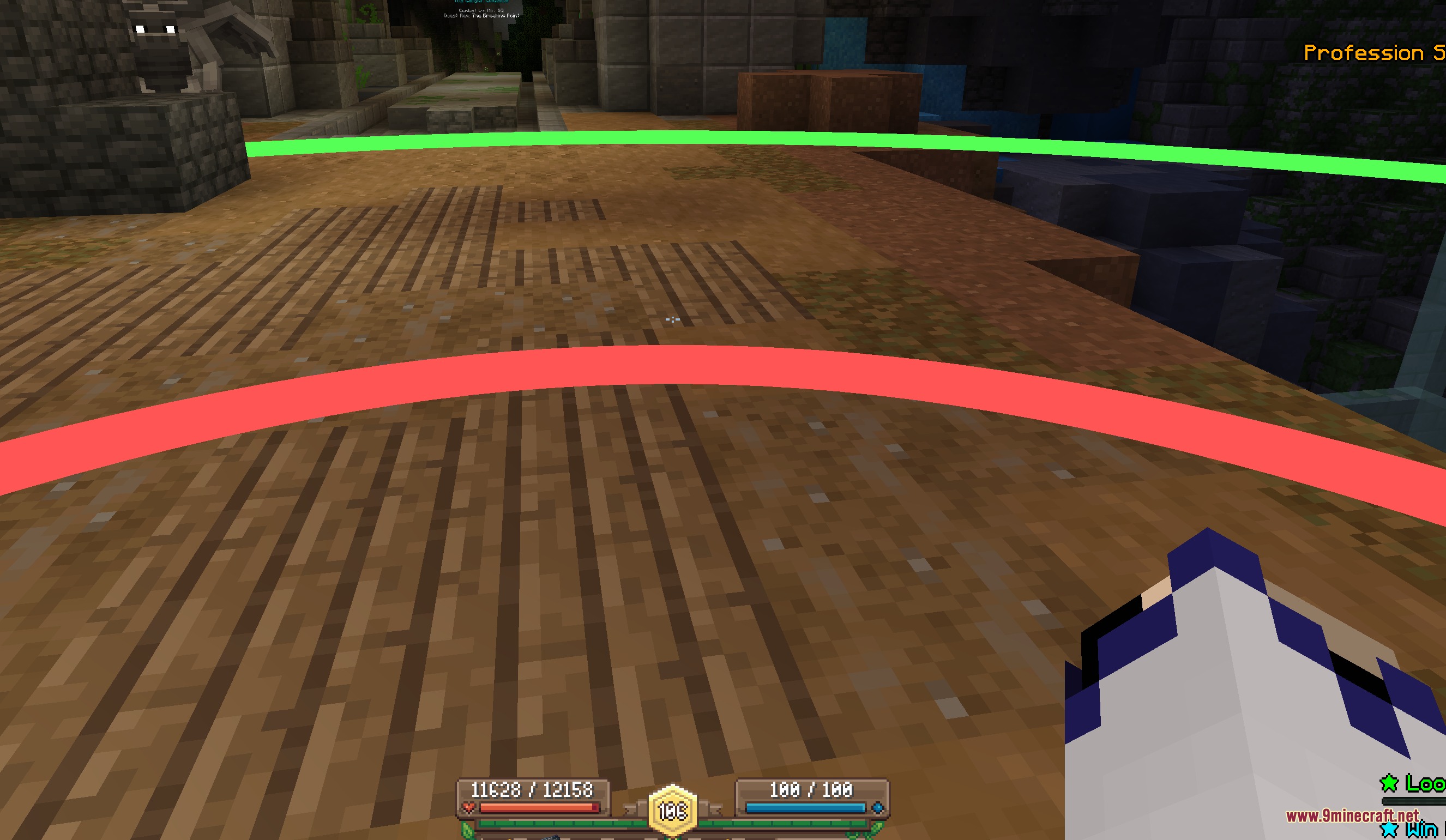 Wynnmod Mod Screenshot 5 Red and green circular indicators mark attack ranges on a dirt path