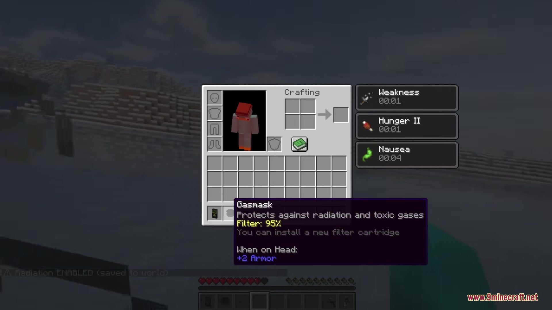 A gasmask item in the inventory providing protection against radiation and toxic gases
