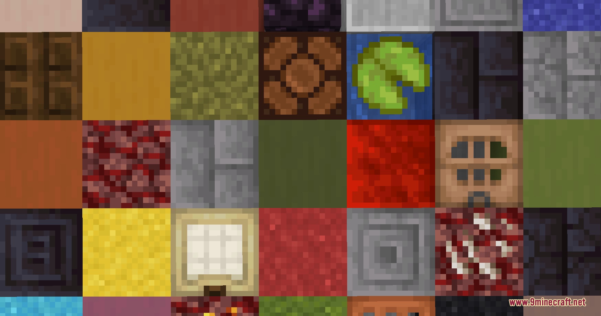 XR's Tiny Edits Resource Pack Screenshot 1 A grid showing various refined block textures from the XR Tiny Edits pack