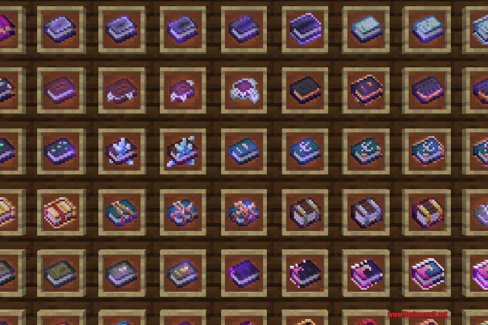 Close-up of the enchanted book covers, with a separate texture for each enchantment and level