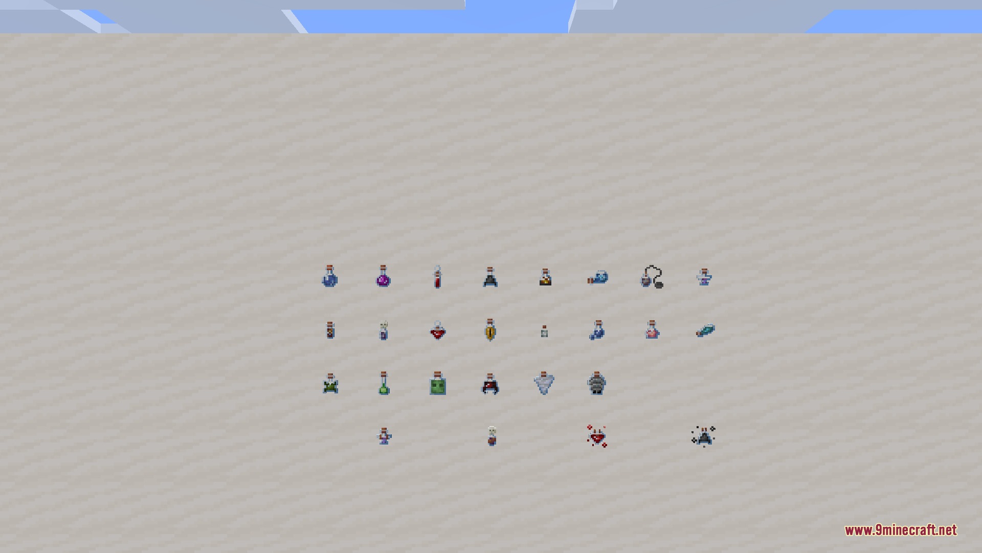 Xalis Potions 9minecraft Resource Pack Screenshot 1 A collection of unique potion bottle designs from Xalis Potions resource pack