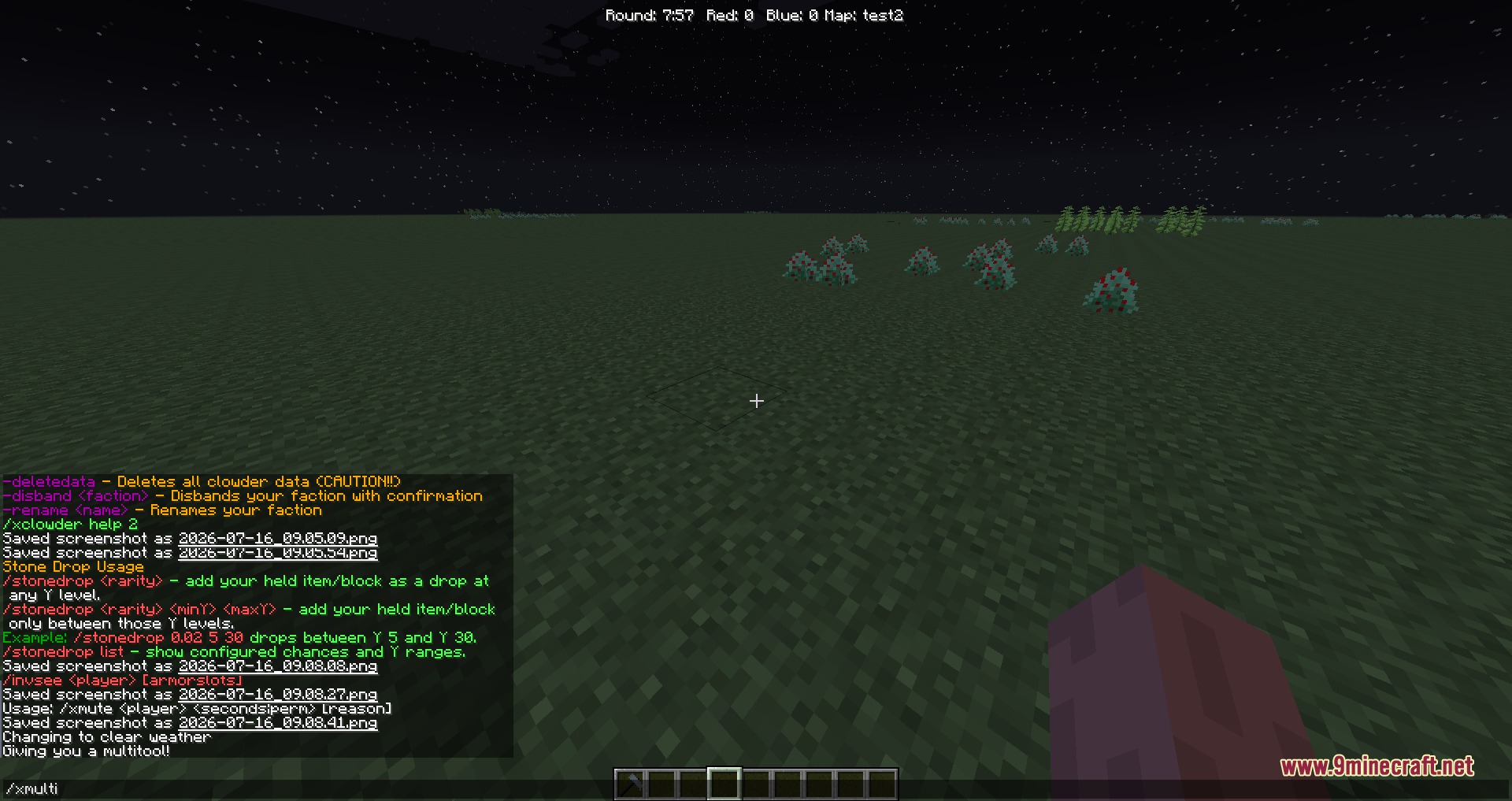 Xeno Factions Mod Screenshot 6 The chat console displays server utility and item drop configuration commands