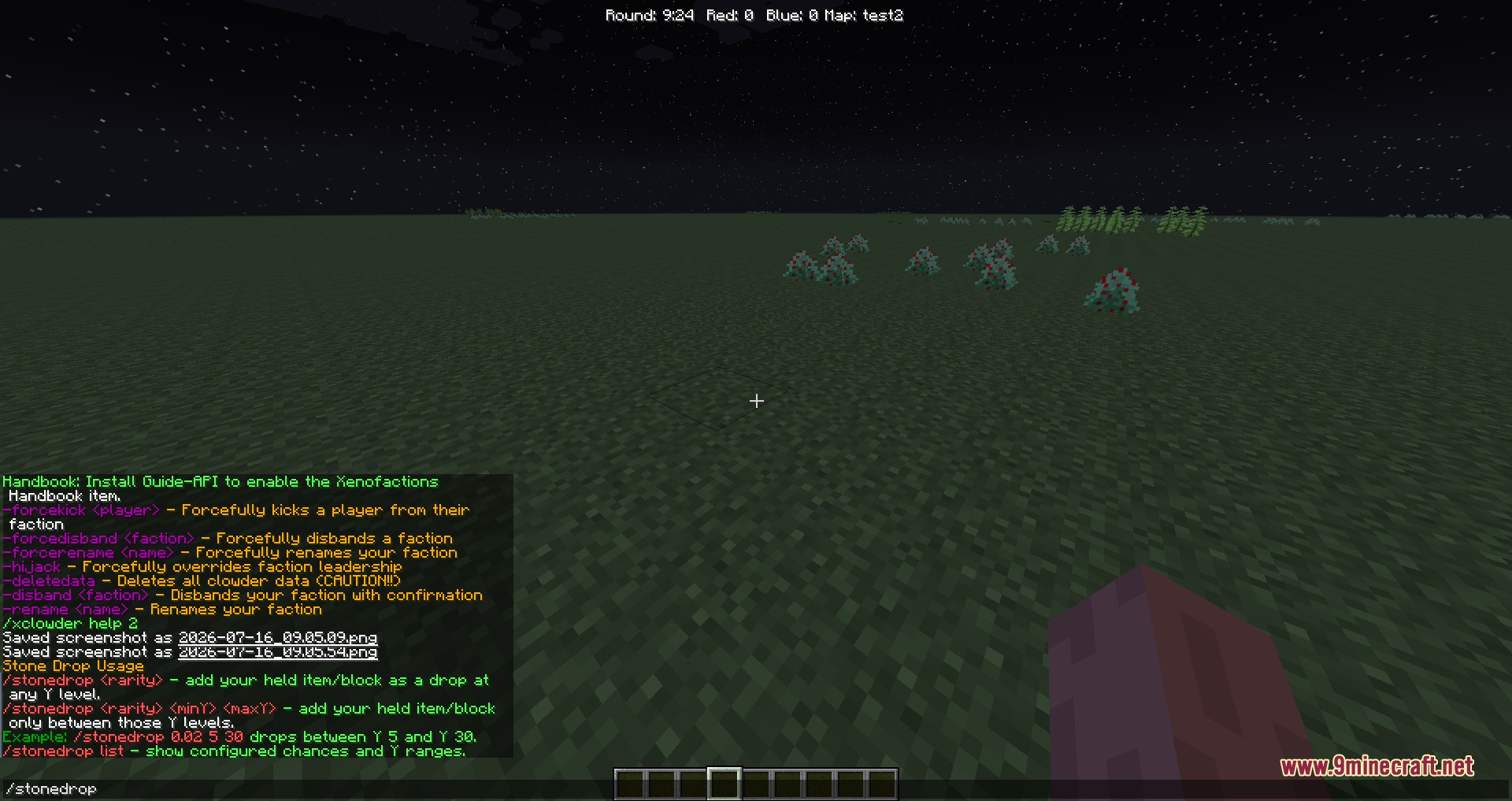 Xeno Factions Mod Screenshot 7 Player views stone drop command usage for Xeno Factions server management