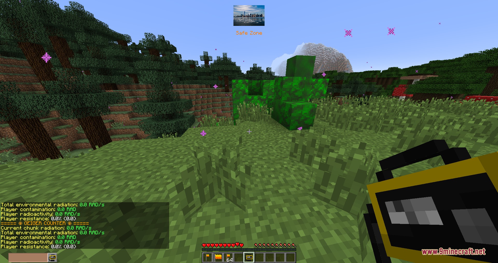 Xeno Factions by RagexPrince683 Mod Screenshot 2 A player uses a Geiger counter to check radiation near green blocks