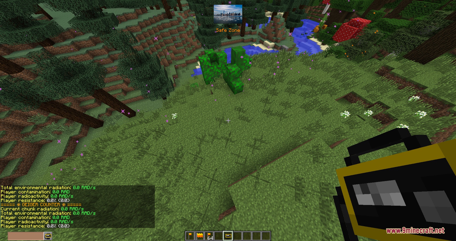 Xeno Factions by RagexPrince683 Mod Screenshot 5 Player holding a Geiger counter while viewing radiation levels in a safe zone