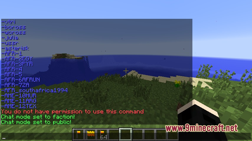 Xeno Factions by RagexPrince683 Mod Screenshot 8 Player viewing a list of active factions and chat settings on screen