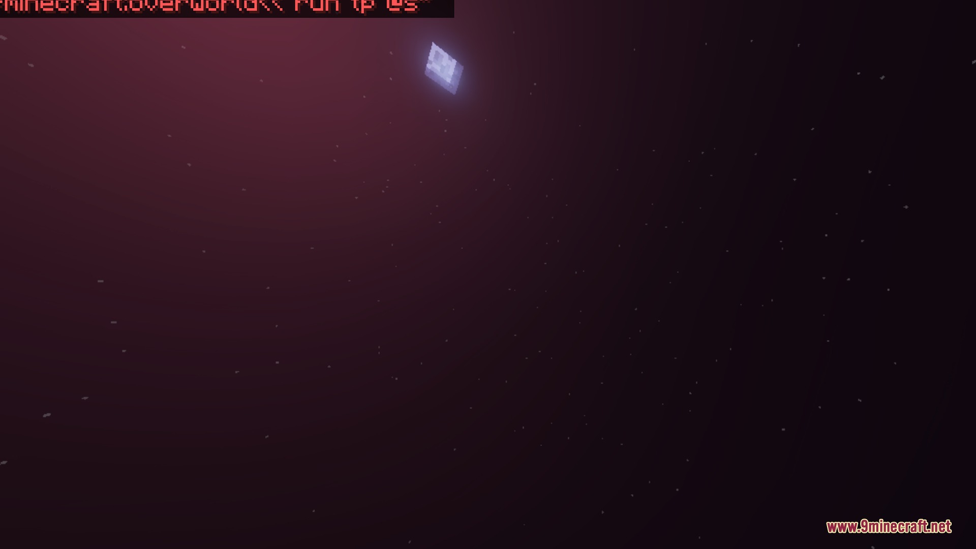 A bright square moon glows in the dark starry night sky of Minecraft