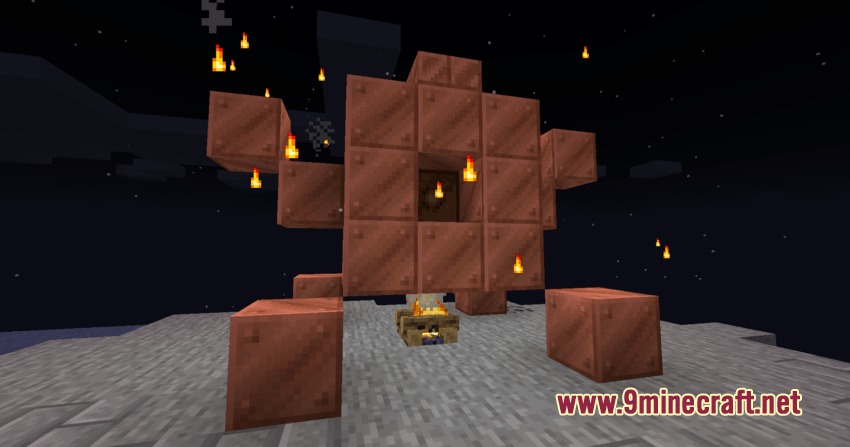 Large copper alchemy furnace structure built for refining pills at night
