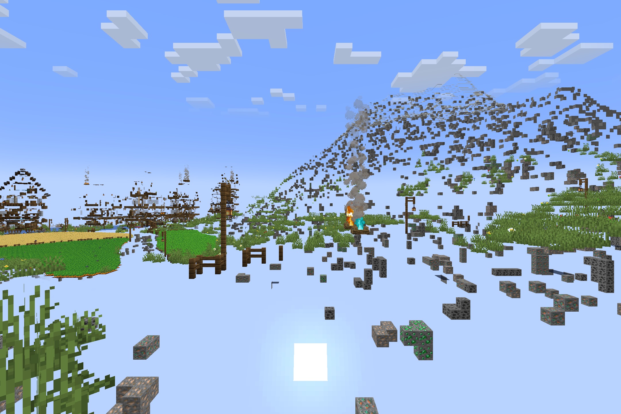 Xray Java Resource Pack Screenshot 2 Transparent stone reveals coal and iron ore veins inside a large Minecraft mountain