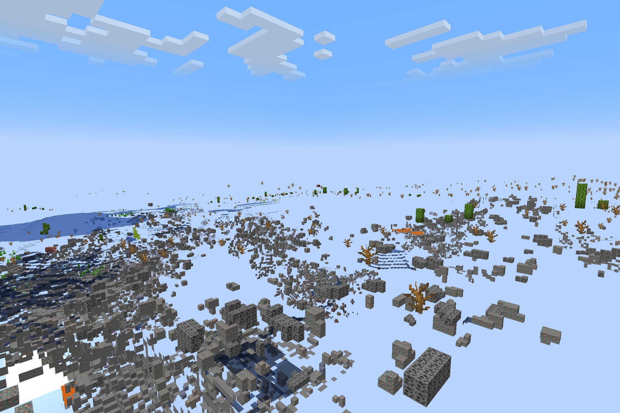 Xray Java Resource Pack Screenshot 9 Transparent desert terrain showing coal ore veins and underground lava pools in Minecraft