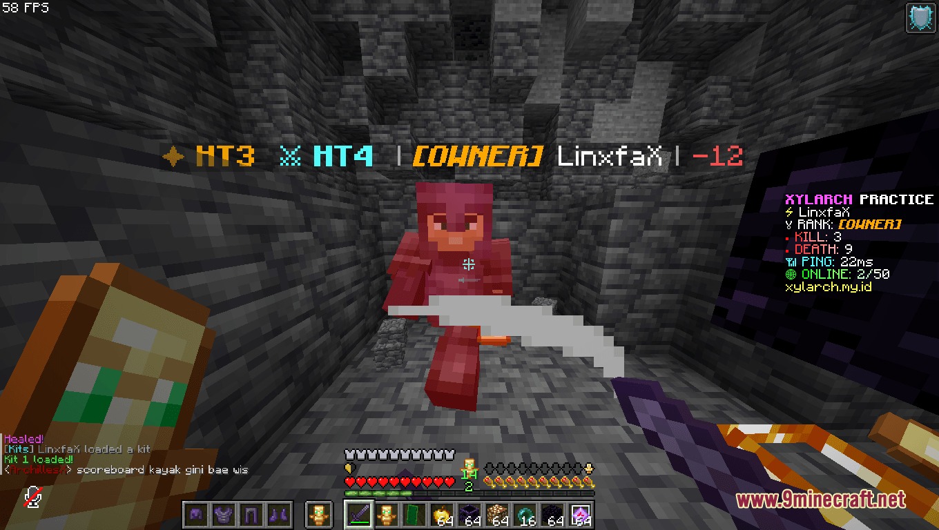 Xylarch Tier Tagger Mod Screenshot 3 A player in red armor faces an opponent with custom tier tags