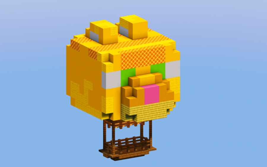 Yellow Cat Hot Air Balloon Schematic Screenshots 2 Yellow cat hot air balloon featuring a wooden basket and pink nose