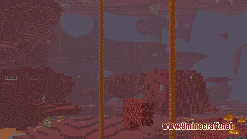 Z Pansito A's PvP Pack Resource Pack Screenshot 4 The Nether dimension with clear visibility and tall glowing lava pillars