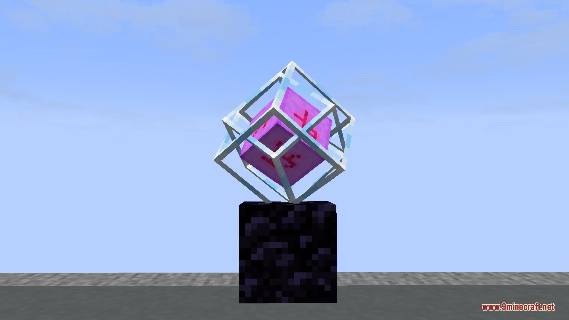 Z Pansito A's PvP Pack Resource Pack Screenshot 6 A glowing end crystal sitting on an obsidian block under a clear sky