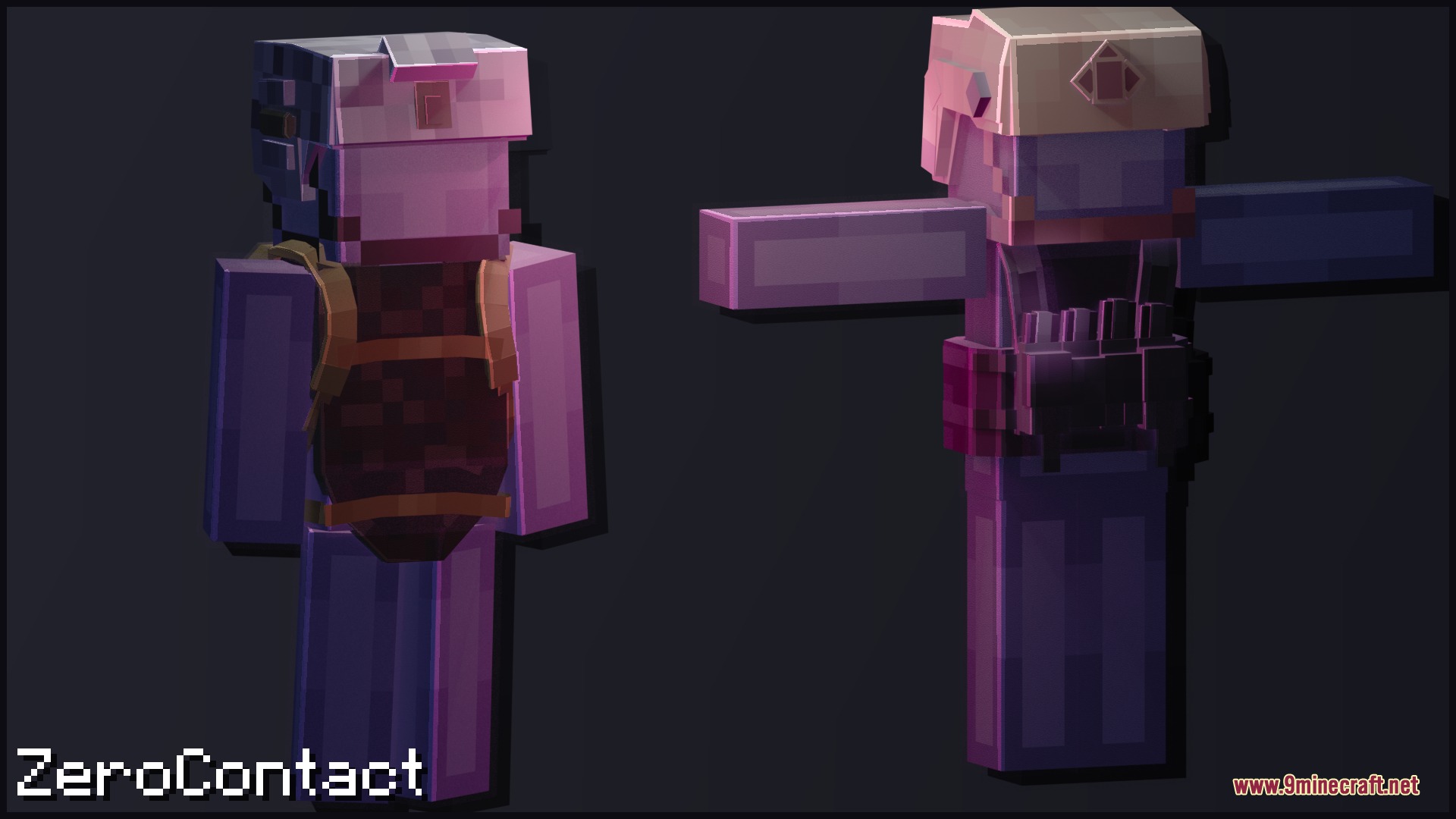 Minecraft character models wearing tactical body armor and protective helmets