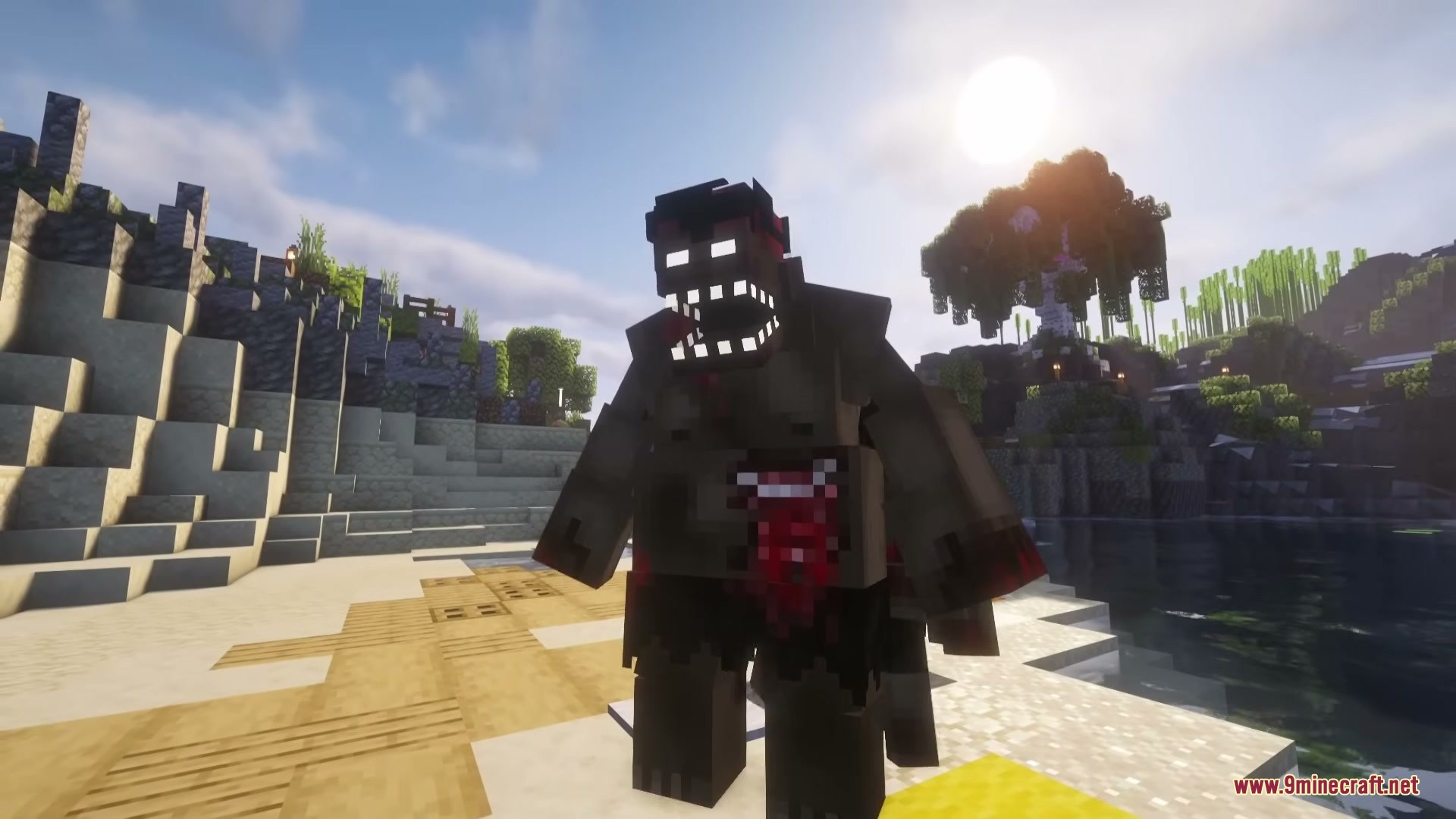 Zombie Extinction Mod Screenshot 7 The Zombie Extinction Mod features a giant mutated zombie with glowing white eyes
