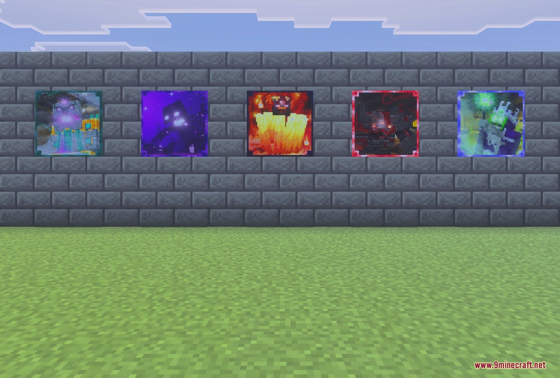 Paintings themed after the Minecraft Dungeons levels