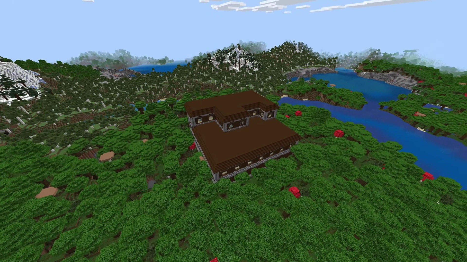 Cherry Blossom Valley and Woodland Mansion - Minecraft seed -5297629749857521975