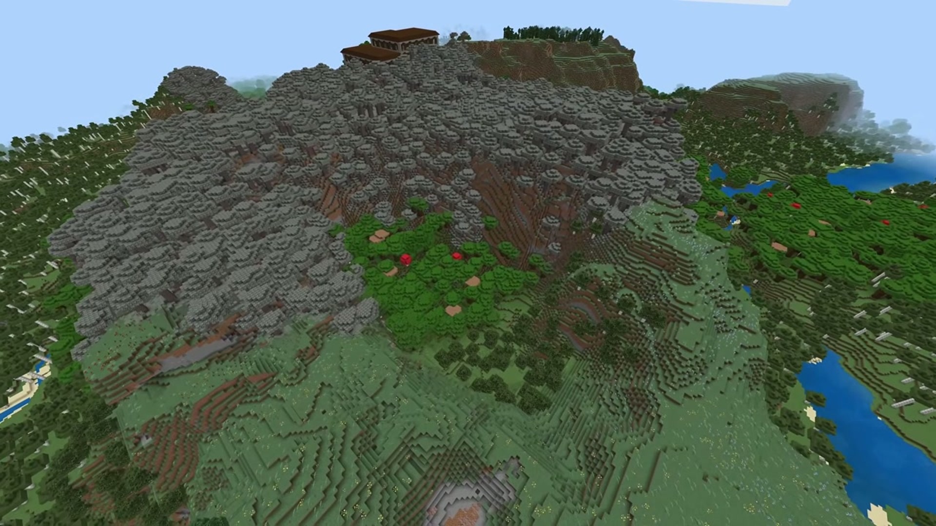 Mountain Peak Woodland Mansion Crater - Minecraft seed -5711489487297854000