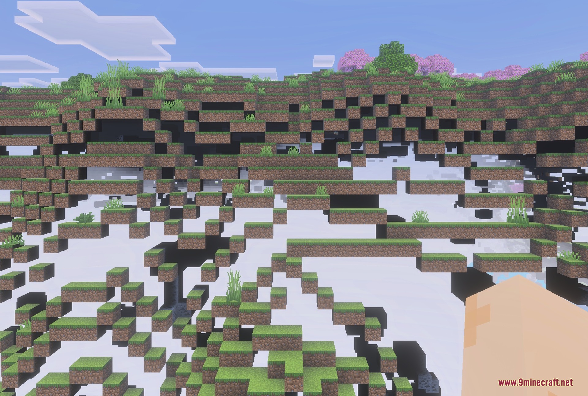 Better Bedrock X-Ray Addon Screenshot 1 With the pack on, stone and dirt turn transparent and the world opens up