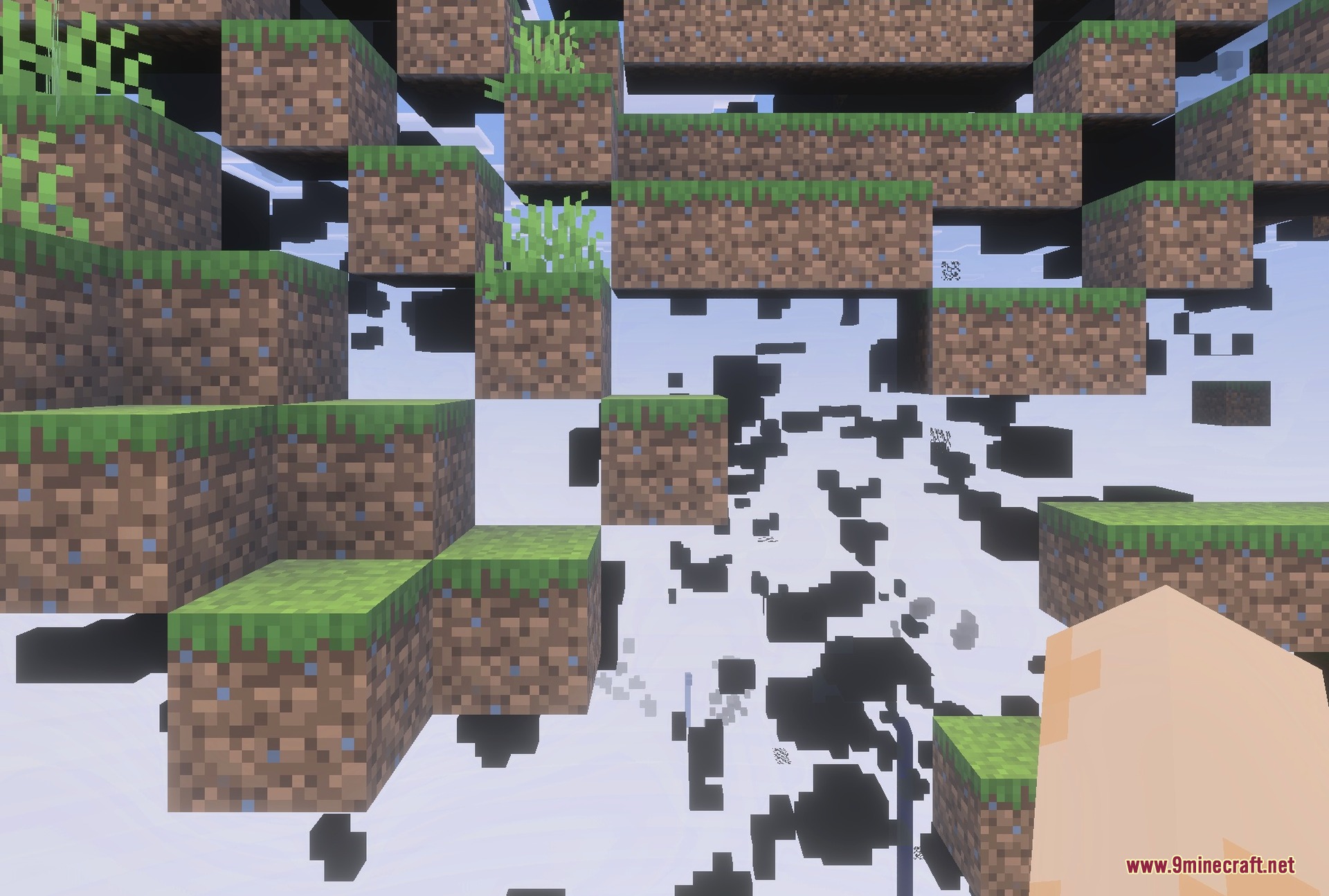 Better Bedrock X-Ray Addon Screenshot 2 Looking through the ground at the caves and ore below