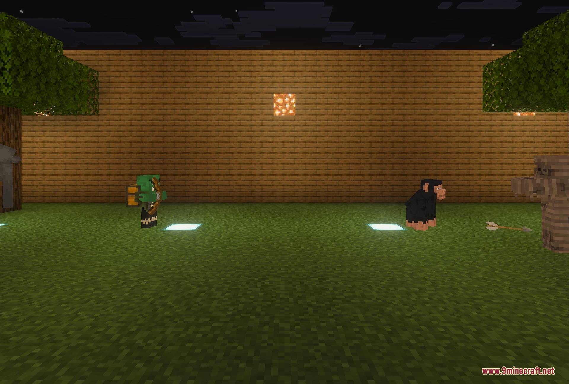 Biomes Beyond Addon Screenshot 1 New creatures from the addon gathered in a clearing at night