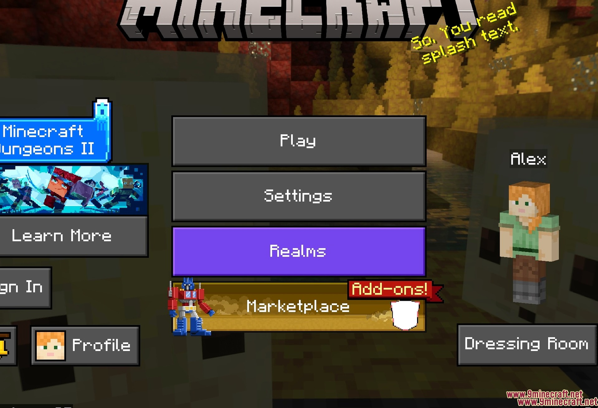 Dark UI Mode Texture Pack Screenshot 1 The main menu with dark panels