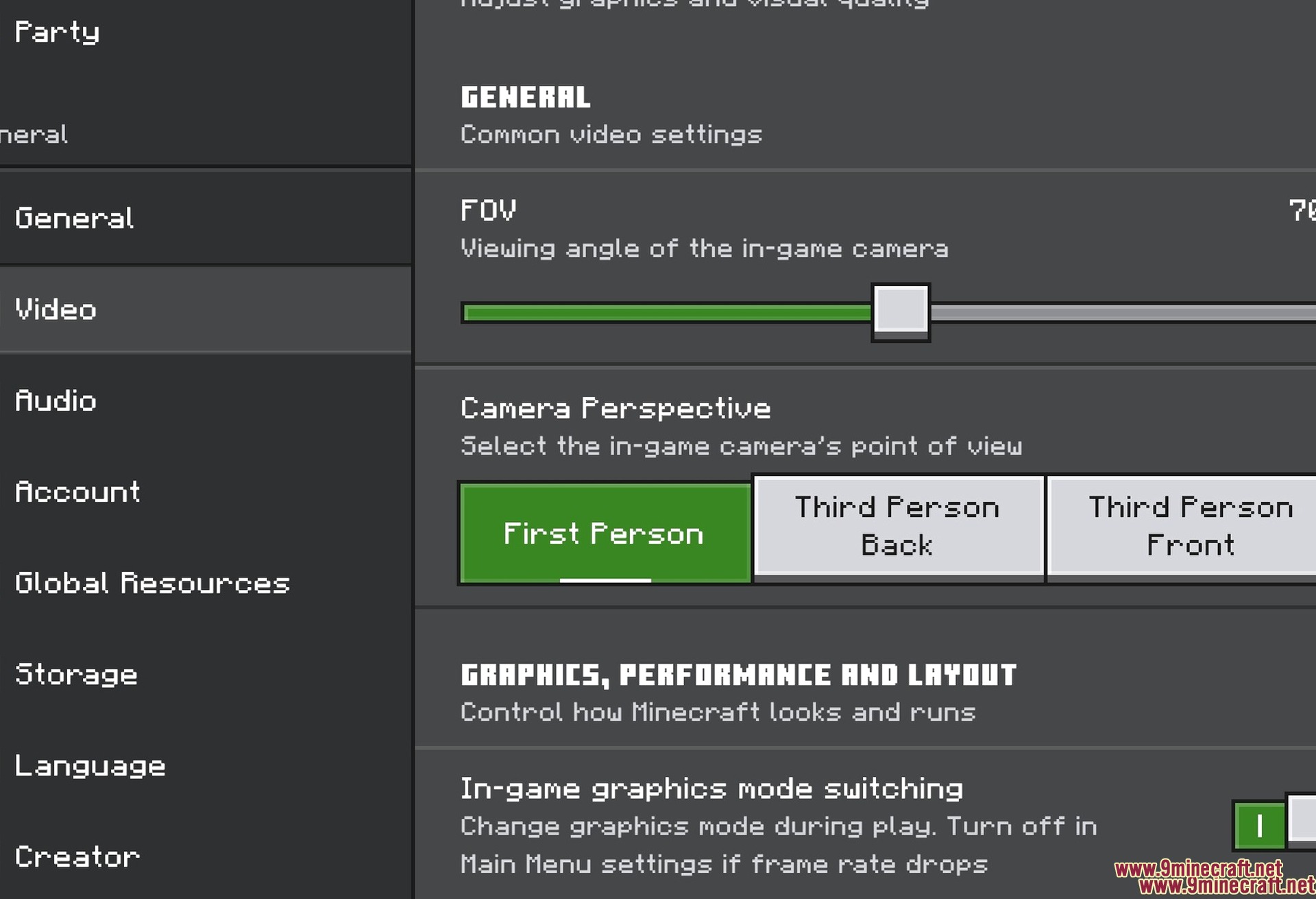 Dark UI Mode Texture Pack Screenshot 4 The video settings page