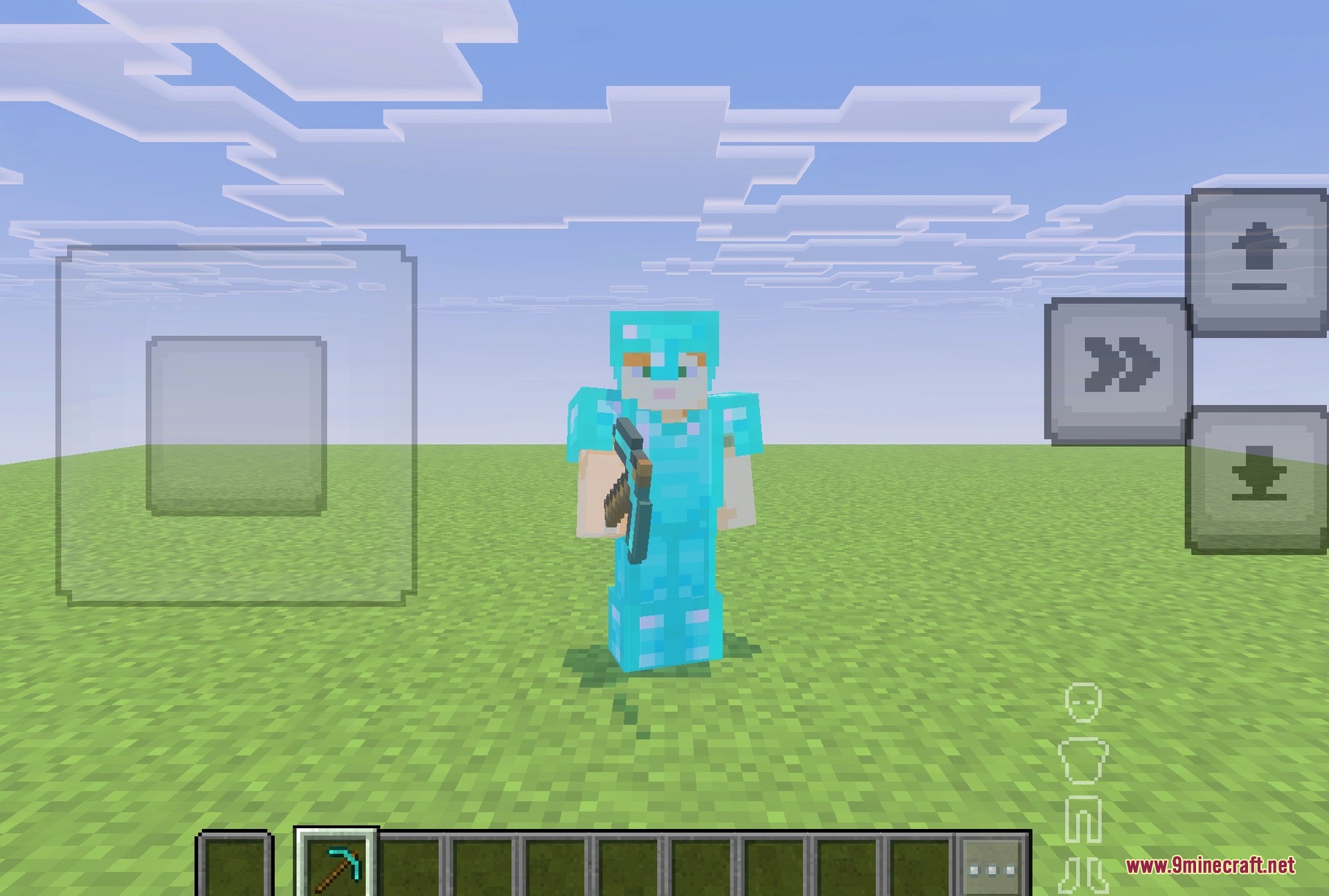 The armour bar the addon draws down the side of the HUD, with a full diamond kit equipped