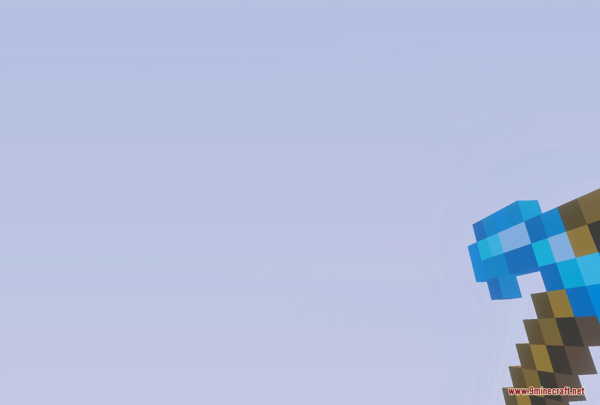 First person view of the retextured diamond pickaxe