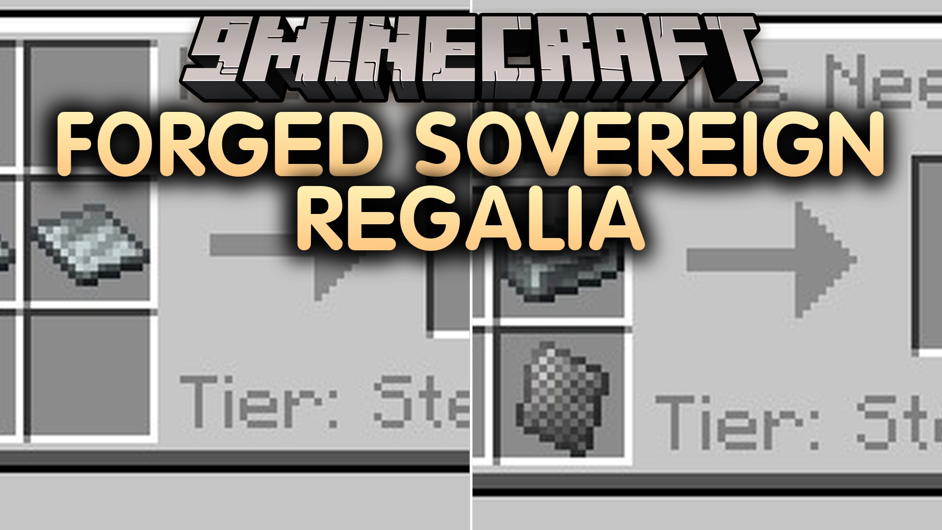 Forged Sovereign Regalia Data Pack Screenshot 1 Upgrading a steel helmet with metal plates in a custom smithing interface