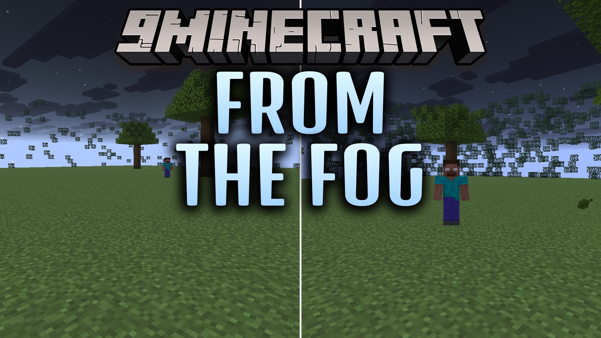 The From The Fog 9minecraft Data Pack brings the legendary Herobrine to life as a slow-burn horror antagonist that stalks the player over many days, leaves eerie signs, and lurks in the fog