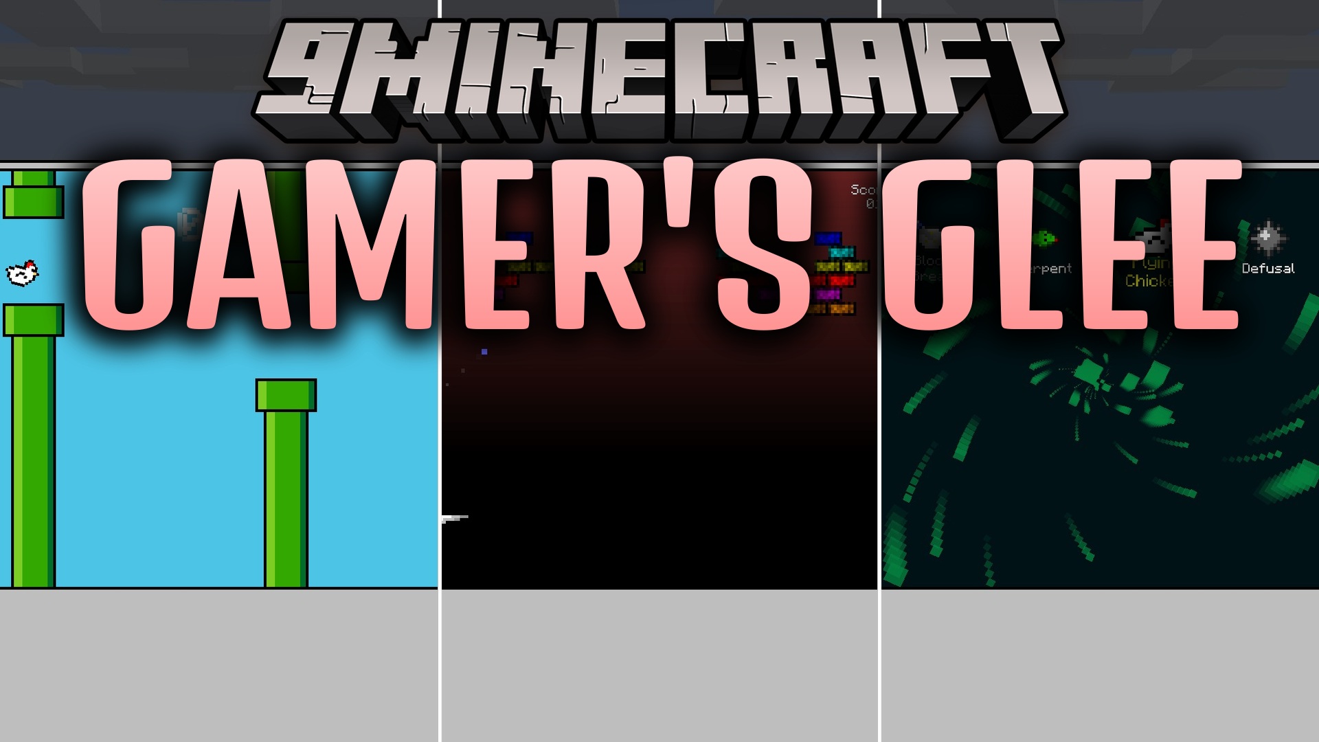 Gamer's Glee Mod Screenshot 1 The Gameblock handheld console displays its retro title screen in Minecraft