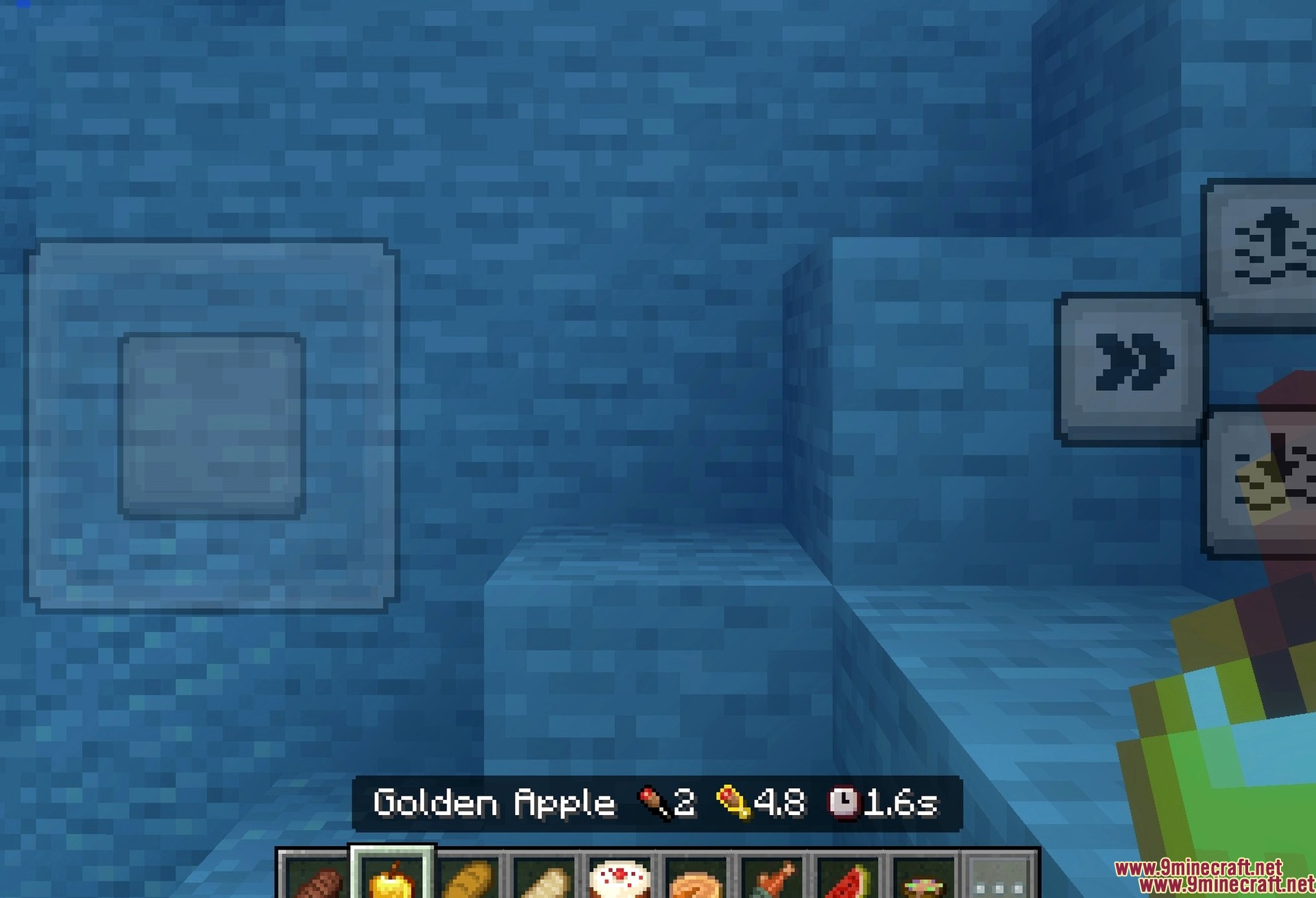 Hunger Points on Food Names Item Info+ Texture Pack Screenshot 1 Cooked beef with its hunger and saturation values