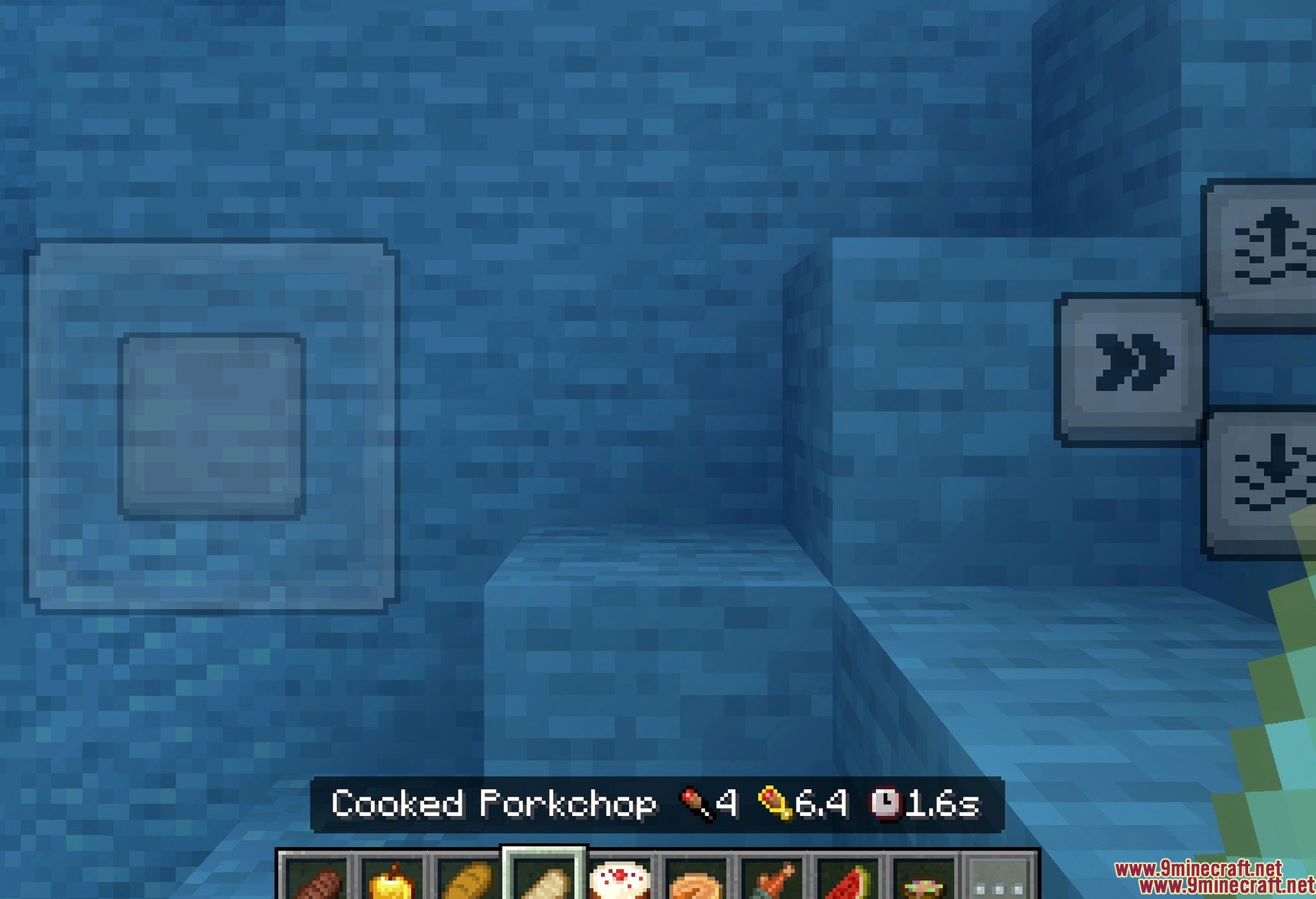 Hunger Points on Food Names Item Info+ Texture Pack Screenshot 3 Golden apple listed at 4.8 saturation